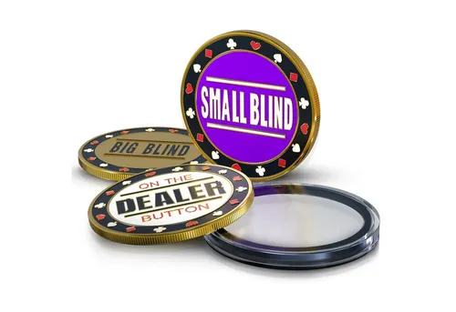 wortek Spiel Poker Button Set Dealer Button Set aus Metall, inkl. Schutzhülle, 1x Big Blind, 1x Small Blind, 1x Dealer Button