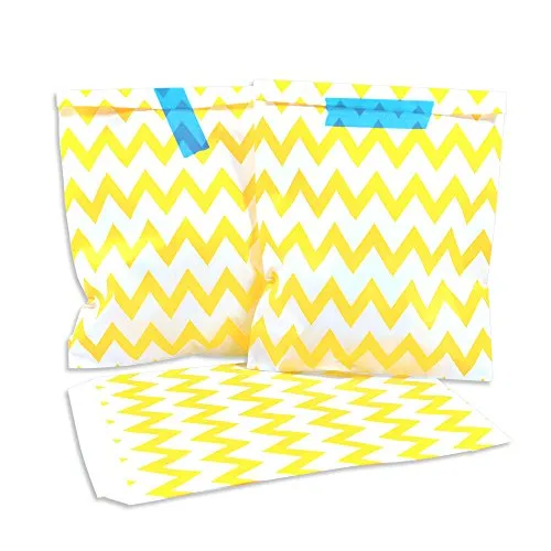 Frau WUNDERVoll® 25 PAPIERTÜTEN GELB, ZACKEN 13 x 16,5 cm, 45 Gramm Papier, flach / Candy Bar, Hochzeit, Kindergeburtstag, Papiertütchen, Candybag, Tüten, Mitgebseltüten