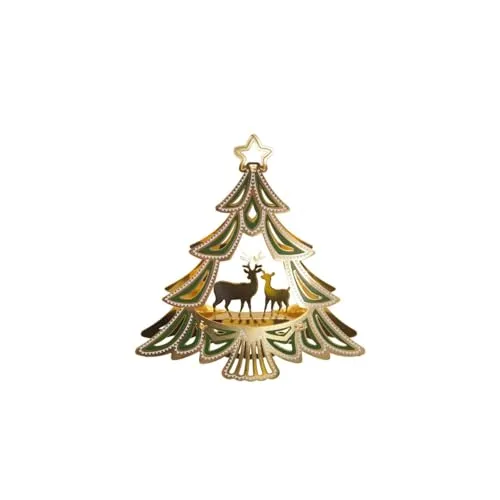 Krebs Glas Lauscha - Weihnachtsdekoration/Christbaumschmuck - Weihnachtsaufhänger aus Metall - Motiv: Tanne - Größe: ca. 5,5 cm