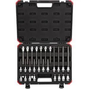GEDORE-Red Schraubendreher-Einsatz 26-teilig XZN - 1/2 Zoll Innenvielzahn, robust aus Chrom-Vanadium-Stahl im praktischen Kunststoffkoffer