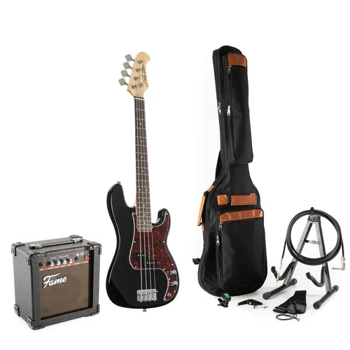 J&D PB Mini Bass Set Kinder E-Bass Verstärker Kabel Saiten Plektren Gigbag