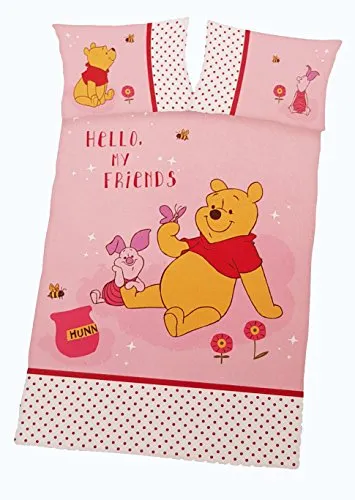 Herding Bettwäsche-Set Winnie Pooh, Baumwolle, Rosa, 135 x 100 cm
