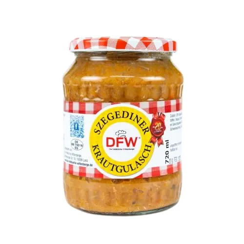Szegediner Krautgulasch 650g (Glas) | Leckeres herzhaftes Fertiggericht im Glas | Hausmacher Qualität | Lange (ungekühlt) Haltbar | schnelle Zubereitung | DFW