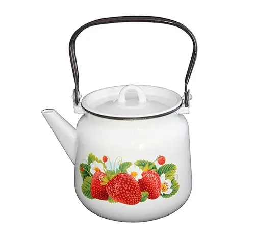 Emaille Teekanne Kaffeekanne 3,5 Liter mit Motiv emailliert Retro Nostalgie Geschirr