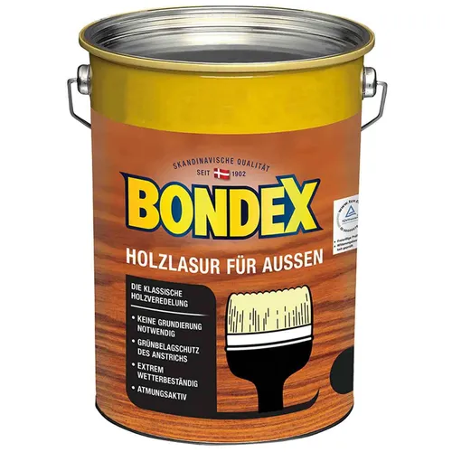 Bondex Holzlasur für Außen 2,5 L - Eiche Hell - Holzpflege, Holzversiegler & Holzöl - Wetterfeste Lasur für optimalen Schutz und natürliche Holzoptik.