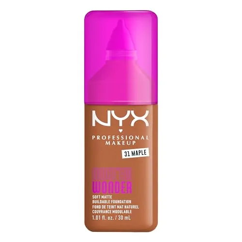 NYX Professional Makeup Make 'EM Wonder Foundation, 24H Soft Matte Aufbaubare Foundation, Mit hoher Deckkraft, Mattes Finish, 31 Maple