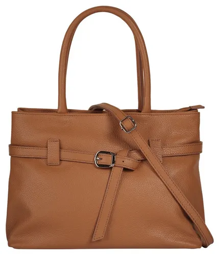 Cluty Handtasche Damen 101021 cognac - Elegante Handtasche aus 100% Rindleder mit praktischem Smartphonefach und erweiterbarem Hauptfach – der perfekte Begleiter für stilbewusste Frauen.