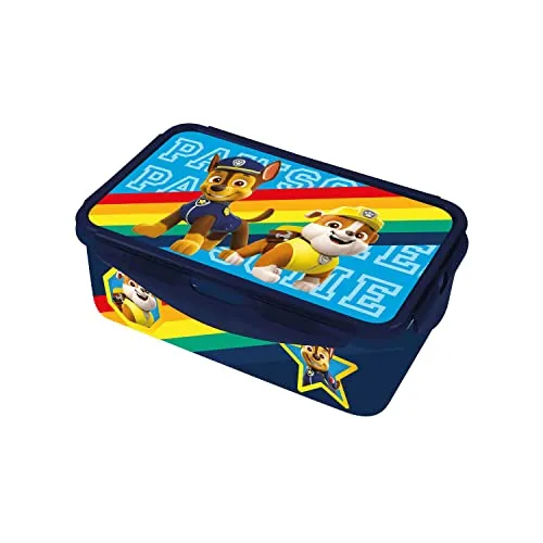 PAW Patrol - Brotdose für Kinder mit 2 herausnehmbaren Einsätzen, Lunchbox aus Kunststoff mit 4 Clip-Verschlüssen, Vesperdose für Kindergarten, Schule und Freizeit
