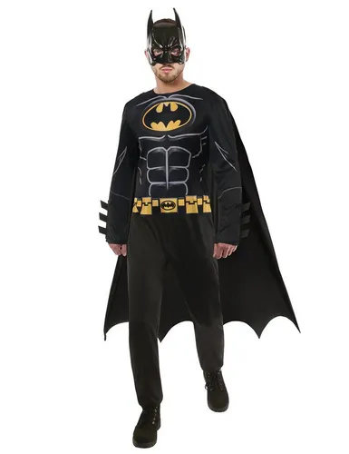 Rubie ́s Kostüm Batman Schwarz für Erwachsene Größe S - Karneval Kostüm in Schwarz mit gelben Akzenten, ideal für eine beeindruckende Verkleidung auf jeder Faschingsparty.