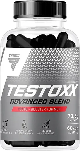 TREC Nutrition TESTOXX 60 Kapseln - Pflanzenextrakte, unterstützt die natürliche Testosteronproduktion mit hochwertigem Tribulus-Extrakt für mehr Energie und Leistungsfähigkeit.