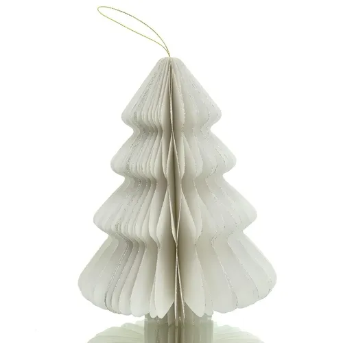 Produktbild Kaemingk Weihnachtsanhänger Tannenbaum Weiß Glitter & Aufhänger 20 cm - Papier