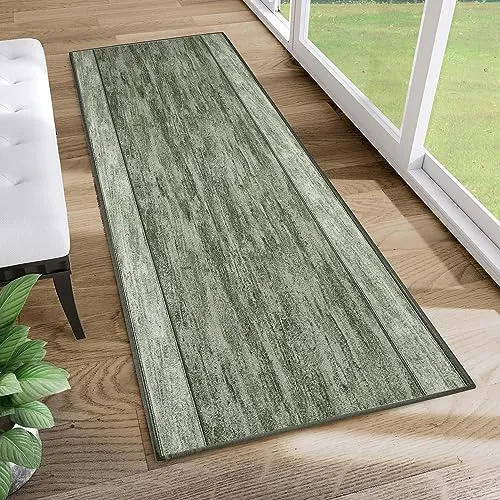 TAPISO Anti Rutsch Teppich Läufer Modern Grün Meliert 100 x 100 cm - Rutschfester Teppichläufer für Flur und Wohnzimmer. Die gummierte Unterseite sorgt für sicheren Halt, während der moderne Look jeden Raum aufwertet. Pflegeleicht und ideal für Familien mit Kindern.