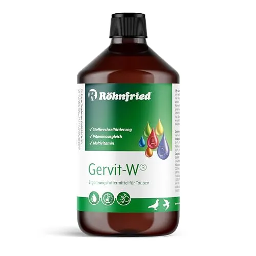 Röhnfried Multivitamin Gervit-W 1000 ml - Gesundheitsprodukte für Vögel - Optimale Vitaminversorgung für Tauben, ideal zur Vorbeugung von Vitaminmangel während Zucht, Reisezeit und Mauser.