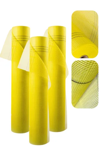 AKTION! 150m² Armierungsgewebe Glasfasergewebe 2 Rollen 165g/m² Gelb 4mm x 4mm