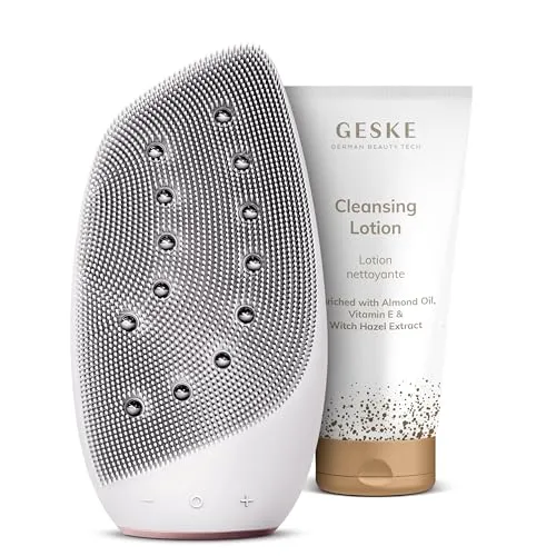 GESKE SmartAppGuided™ Sonic Thermo Facial Brush & Face-Lifter 8 in 1 - Elektrische Bürsten & Geräte zur Gesichtsreinigung, inklusive passender Cleansing Lotion und innovativer Wärmetechnologie für tiefenwirksame Hautpflege.