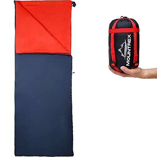MOUNTREX Schlafsack - Ultraleicht & Kompakt für Sommerabenteuer - Schlafsäcke - Ultraleicht mit nur 700g und kleinem Packmaß von 28x15 cm, ideal für Camping, Reisen und Festivals. Koppelbar für Paare und Familien.