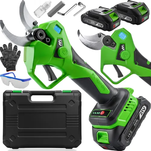 Elektrische Gartenschere Astschere 2xAkku 2Ah 21V MalTec Professionelle Baumschere 40mm Schnittdurchmesser mit Koffer