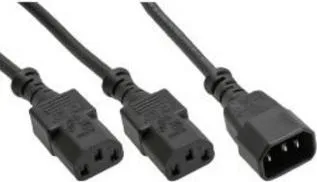 InLine - Netz-Splitter - IEC 60320 C14 bis 2 x IEC 60320 C13 - 1,0m - Schwarz (16657J)