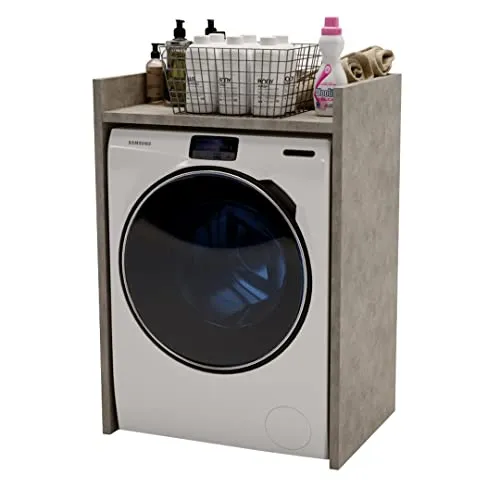 MRBLS Waschmaschinenschrank Überbauschrank für Waschmaschine & Trockner Wäschetrockner Badschrank Badezimmermöbel Waschküche Waschmaschinenregal Waschmaschinenüberbau viele Farben - 66x97x48cm (Beton)