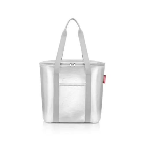 reisenthel thermoshopper Silver Crackle – Kühltasche für Einkauf und Picknick - Praktische Kühltasche mit hochwertiger Aluminiumfolie für kühle Lebensmittel und Getränke. Wasserabweisendes Material und 2 Trageriemen sorgen für Komfort und Stil – ideal für jeden Ausflug!