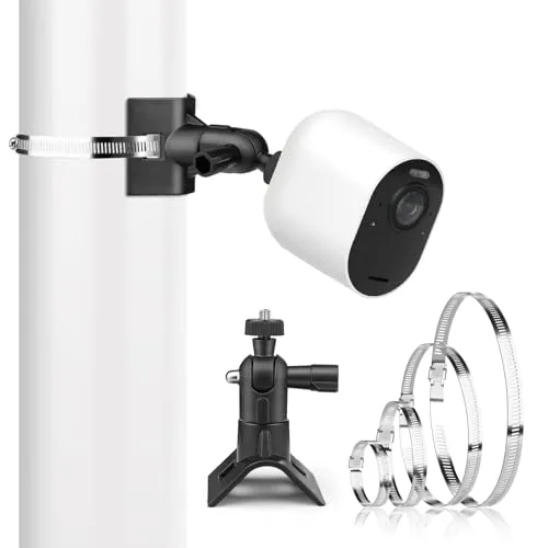 GlasFlength Kamera Halterung für Blink/Arlo/Wyze Außenkamera, 360° Masthalterung Pole Montagehalterung mit 4 Verstellbare Rohrschelle Wandhalterung Halterung für Überwachungskamera (Schwarz)