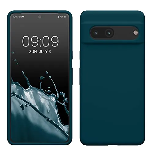 kwmobile Handyhülle für Google Pixel 7 Hülle, für Pixel 7 Case - Hülle Silikon - kabelloses Laden - Petrol matt