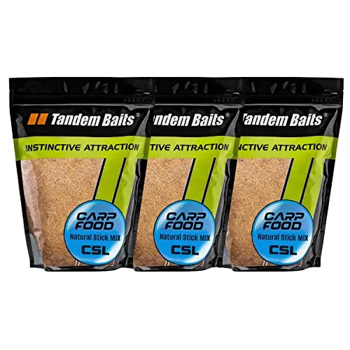 Tandem Baits 3X Carp Food Carp XL Natural Stick Mix CSL, Karpfen-Köder, Karpfen Angeln ohne Mühe, Köder zum Große-Fische-Angeln, Karpfenzubehör für Profis & Hobby-Angler, Angelfutter 1Kg