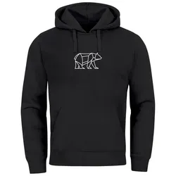 Neverless® Herren Hoodie mit Polygon Bären Print, 3XL - Kapuzenpullover für Herren mit stilvollem Bären-Design im Line Art Stil. Ideal für Freizeit und Sport, bietet dieser Hoodie Komfort und einen urbanen Look.