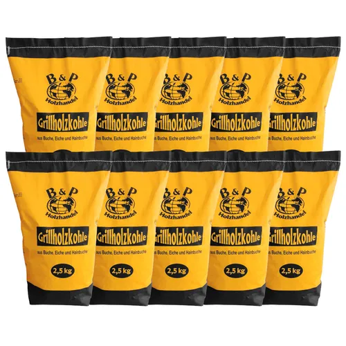 Holzkohle 25 kg (10 x 2,5kg Sack), premium, Grillkohle, Grillholzkohle, Grillen