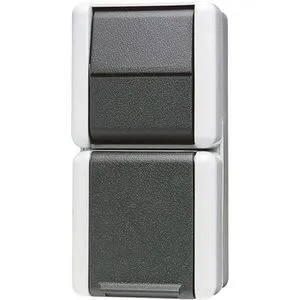 Jung 876 W Kombination 876W - Schalter-Steckdose in Grau, robust und langlebig für eine perfekte Oberputzinstallation