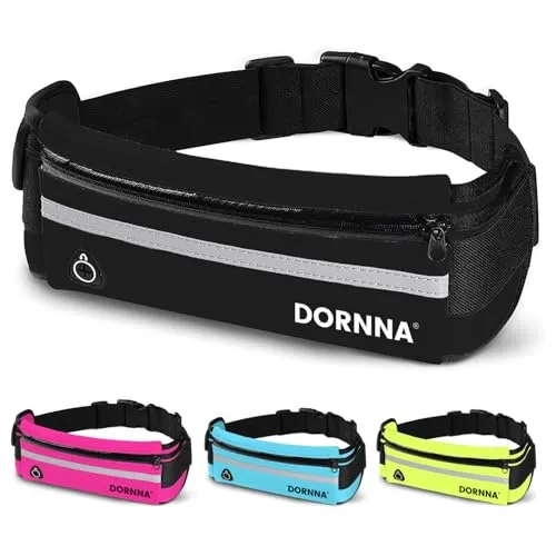 DORNNA® Laufgürtel für Handy – Lauftasche für Herren und Frauen, Hüfttasche, Sportgürtel, Running Belt zum Joggen, Laufen, Sport, Fitness. (Schwarz)