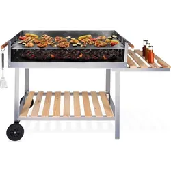 BBQ Collection Holzkohlegrill mit Tisch - Höhenverstellbarer Gartenküchen Barbecue - Grills - Genießen Sie Grillvergnügen mit diesem vielseitigen Holzkohlegrill, der sich perfekt an Ihre Bedürfnisse anpassen lässt.