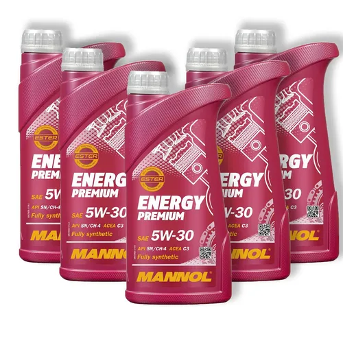 5x Mannol Motoröl Energy Premium Motorenöl Öl 5W-30 1L für Mercedes VW BMW Opel