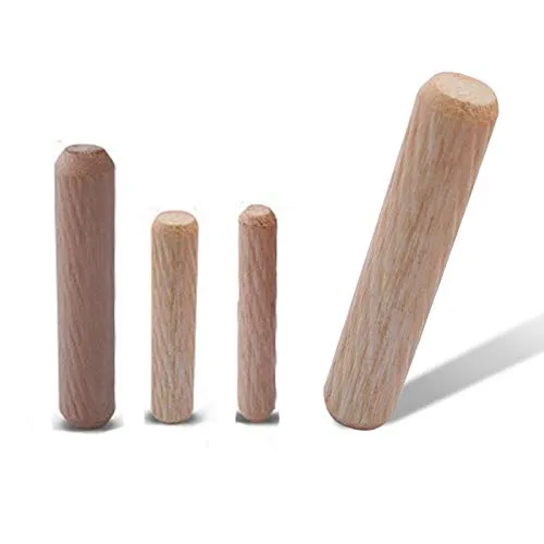 Tiberham Holzdübel, sortiert, 200 Stück, M6, M8, M10, M12, Hartholz, Nutenstopfen, Möbel, Holzarbeiten, gerillt, gerillt, für Handwerk (6 mm, 8 mm, 10 mm, 12 mm)