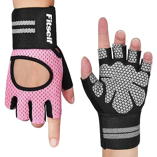 Fitself Fitness Handschuhe Gewichtheben Handschuhe Trainingshandschuhe mit Handgelenkschutz Rutschfeste Sport Handschuhe Frauen Manne für Gym Kraftsport Croszfit Workout Radfahren