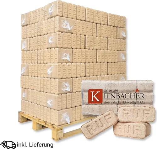 RUF Briketts !SONDERAKTION! Hartholzbriketts aus Buche und/oder Eiche | 96 x 10 kg Holzbrikett auf Palette | Energie Kienbacher® 960 kg