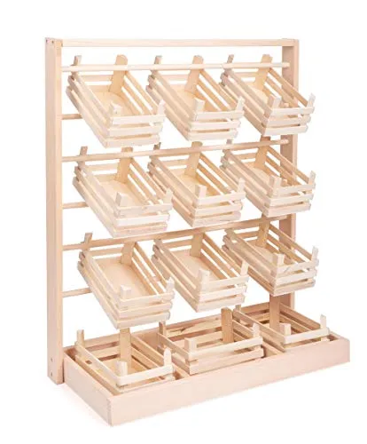 small foot Verkaufsstand aus Holz - Großer Stand mit 12 Kisten - Kaufläden & Zubehör, stabil und fördert Kreativität beim Rollenspiel, ideal für Kinder ab 3 Jahren