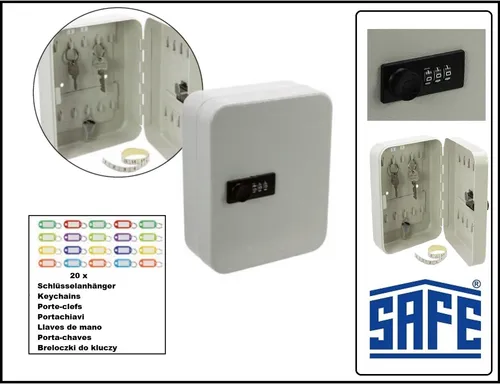 Schlüssel-Tresor Metall Zahlenschloss MIDI + 20 Schlüssel-Änhänger SAFE 3987