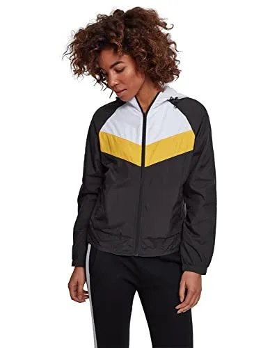 Urban Classics Damen 3-Tone Windbreaker Jacke - Funktionsjacke für Damen im trendigen 3-Tone Design, leicht und ideal für aktive Freizeit, mit verstellbarer Kapuze und durchgehendem Reißverschluss.