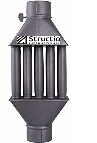 Abgaswärmetauscher Warmlufttauscher Rauchgaskühler Heizkörper schwarz Rauchrohr Ofenrohr Kaminrohr Energie sparen Leichte Reinigung Einfacher Ei...