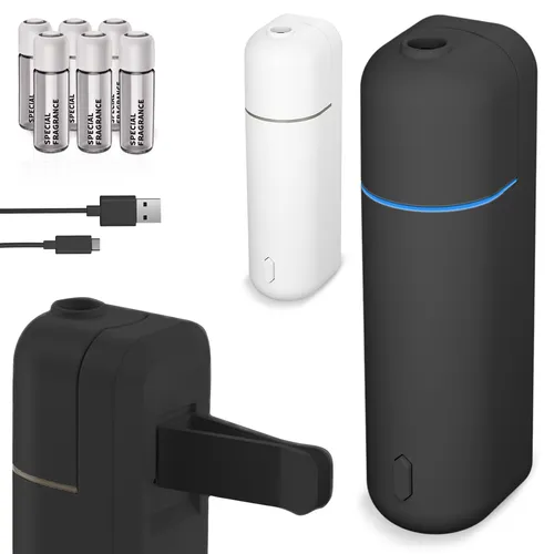 ONBEST Aroma Diffuser | mit 6 Duftölen | 20h Akku | LED | 5ml | Schwarz | Auto Duft Luftbefeuchter Raumbefeuchter