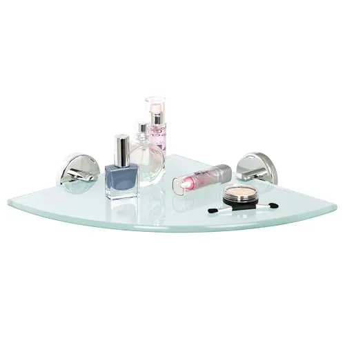 bremermann Glaseckablage Lucente, Chrom, 35x6x25 cm - Badregal aus hochwertigem, rostfreiem Edelstahl und Glas. Bringt Eleganz ins Badezimmer und schafft mehr Platz am Waschbecken - ideal für Ordnung und Übersicht!
