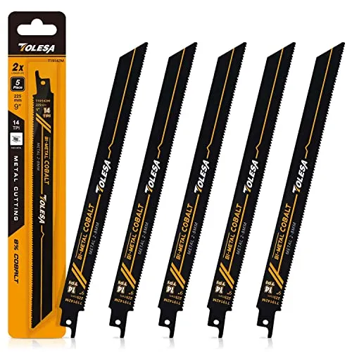TOLESA Säbelsägeblätter 225mm, 14TPI Bi-Metall Sägeblatt für Metall, Säbelsäge Metallrohr Schneiden