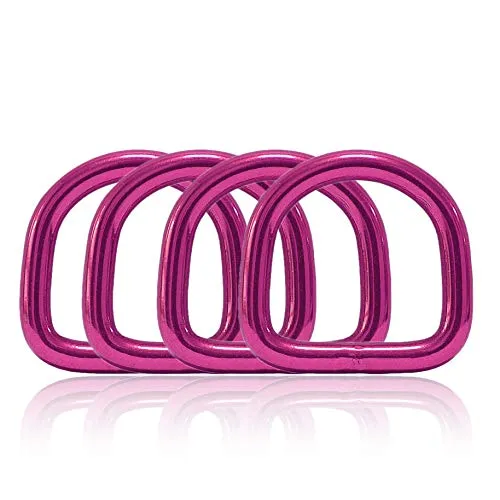 Ganzoo D - Ring aus Stahl, 4er Set, Innenmaß 21mm, Materialstärke 4mm, DIY Hunde-Halsband, nichtrostend, geschweißt, Ideal mit Paracord 550, Farbe pink