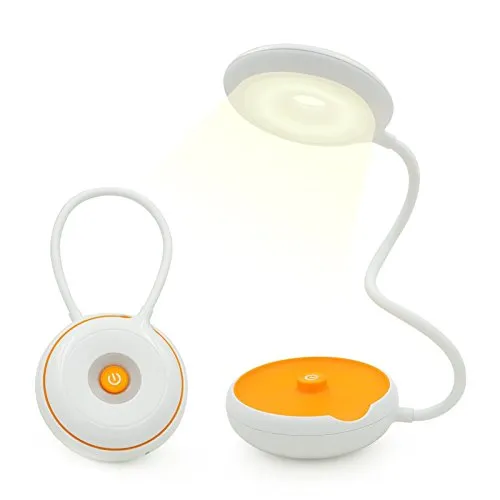 Eaxus® 3in1 LED Tischleuchte - flexible Nachttischlampe USB oder Batteriebetrieben, Weiß