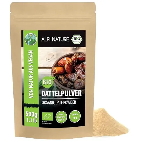 Alpi Nature Dattelzucker BIO 500g, Datteln bio gemahlen, Dattelpulver | Dattelsüße als Zuckerersatz, ideal für Süßwaren, Backwaren, Proteinriegeln, Müsli & Pfannkuchen