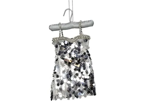 HD Collection Christbaumschmuck, Christbaumschmuck 15cm Kleid mit Pailletten Figur Silber