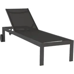 acamp Rimini Gartenliege Premium anthrazit 198 x 60 x 35 cm - Gartenliege mit mehrfach verstellbarer Rückenlehne für optimalen Liegekomfort. Das pulverbeschichtete Aluminiumgestell ist stabil und wetterfest, während der atmungsaktive Acatex-Bezug leicht zu reinigen ist. Ideal für Terrasse und Balkon.