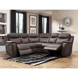 Vente-Unique Relaxsofa Evasion, Braun, Leder, 5-Sitzer