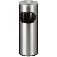 PROREGAL Runder Edelstahl Kombiascher | 9 Liter - Papierkorb mit modernem Design, ideal für Innen- und Außenbereiche, wetterfest und korrosionsbeständig.